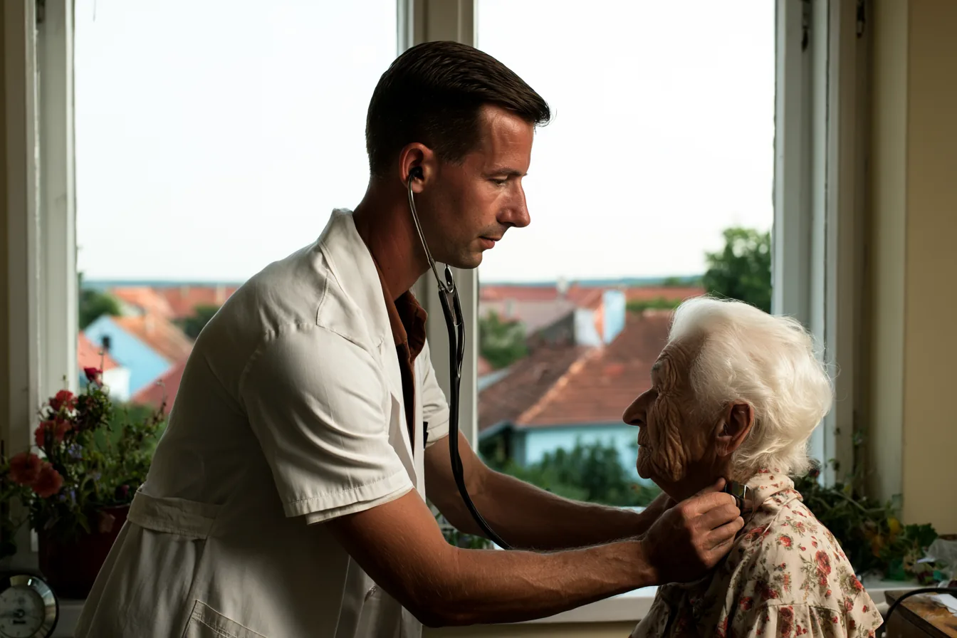Landarzt untersucht eine ältere Patientin in seiner Praxis – die Landarztquote als Alternative zum NC