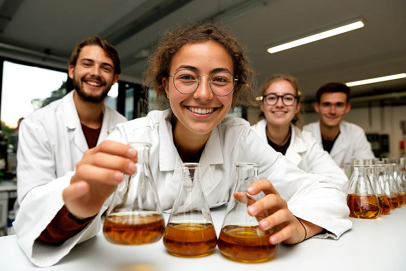 Medizinstudierende im Chemie-Labor – Klinische Chemie, Laboratoriumsdiagnostik im Medizinstudium