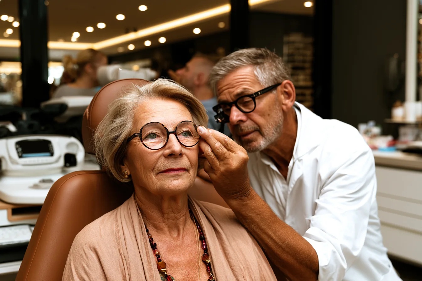 Optiker passt Brille an – Optiker als Alternative zum Medizinstudium
