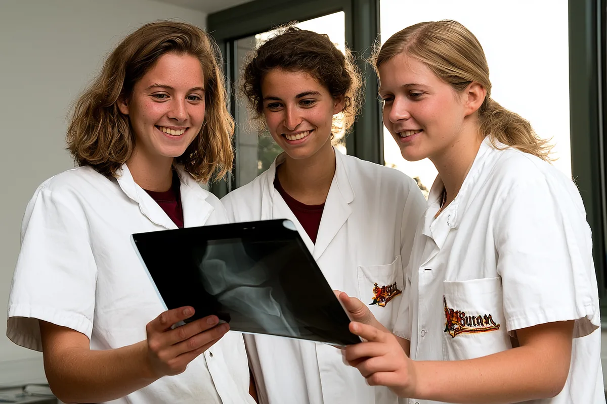 Studierende besprechen Gelenk-Röntgenbild – Orthopädie im Medizinstudium