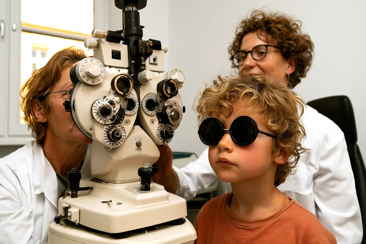 Orthoptistin untersucht Augen eines Kindes – Orthoptist/in als Alternative zum Medizinstudium