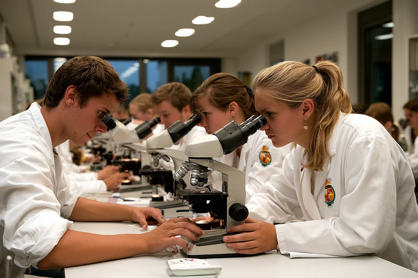 Studierende untersuchen Gewebeproben – Pathologie im Medizinstudium