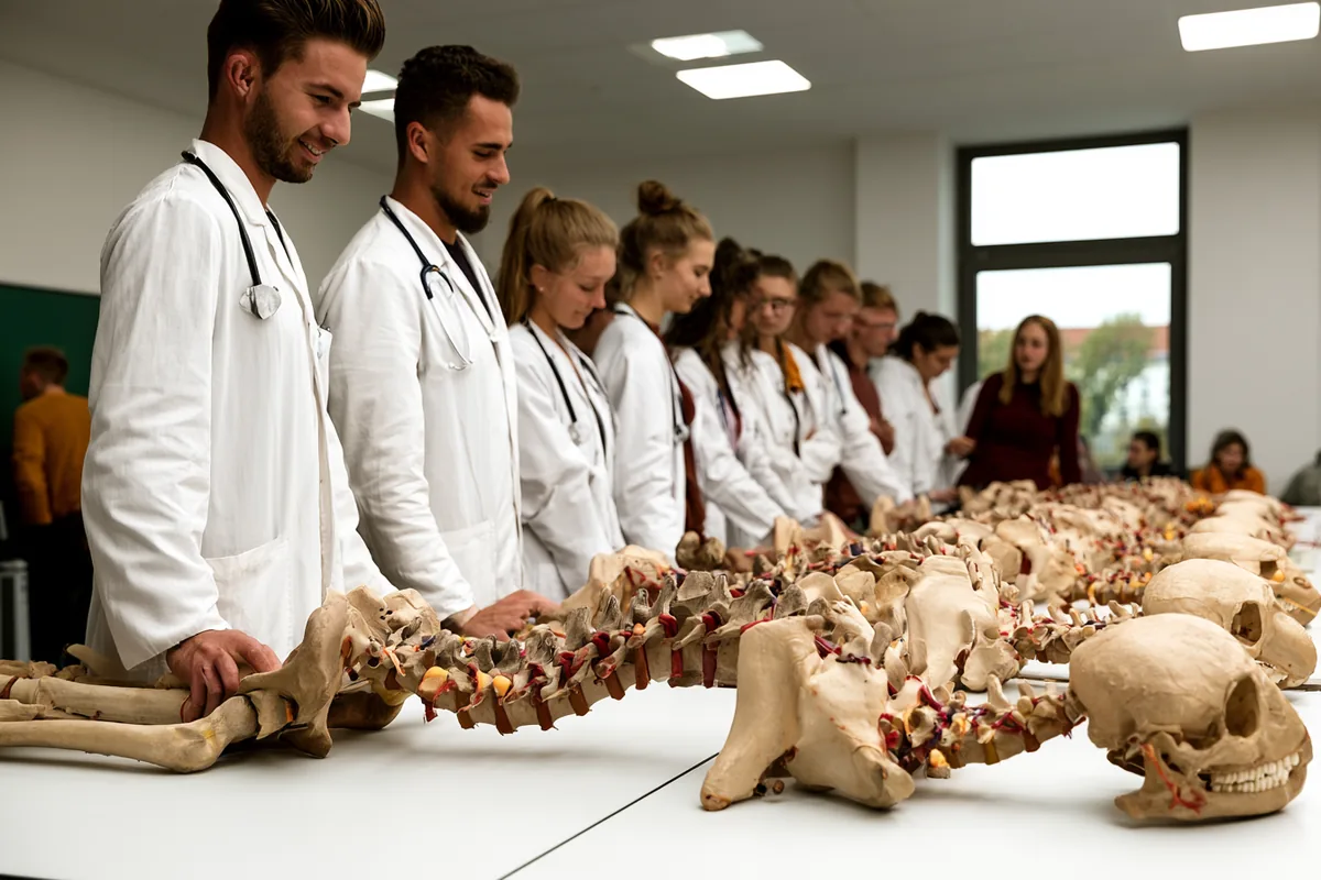 Studierende lernen mit Anatomiemodellen – Vorklinische Studienfächer im Medizinstudium im Medizinstudium
