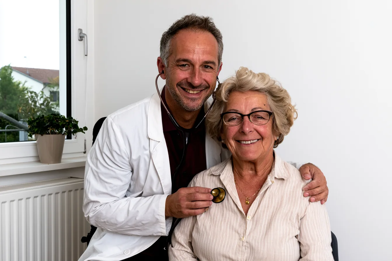 Hausarzt im Patientengespräch in heller Praxis – Was macht ein Hausarzt?