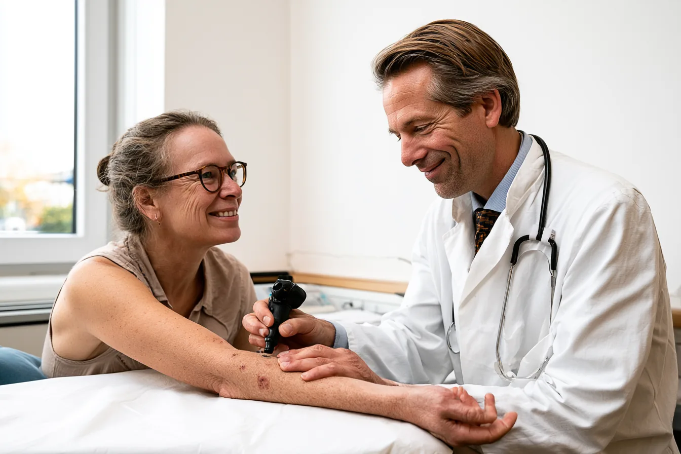 Hautarzt untersucht Haut mit Dermatoskop – Was macht ein Hautarzt?