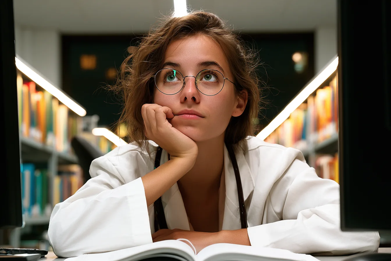 Konzentrierte Studierende in der Bibliothek – Wie schwer ist das Medizinstudium wirklich?